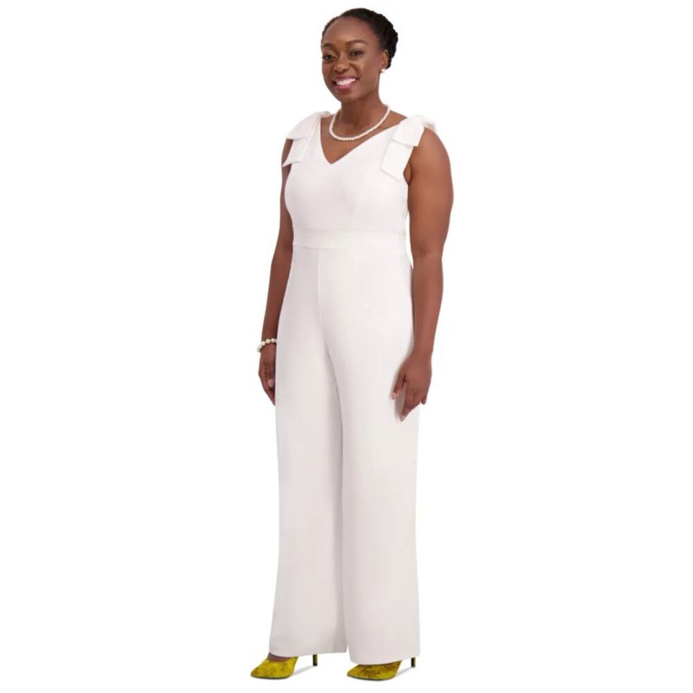 Kasper Elegant White Sleeveless Jumpsuit - Picture 4 of 8